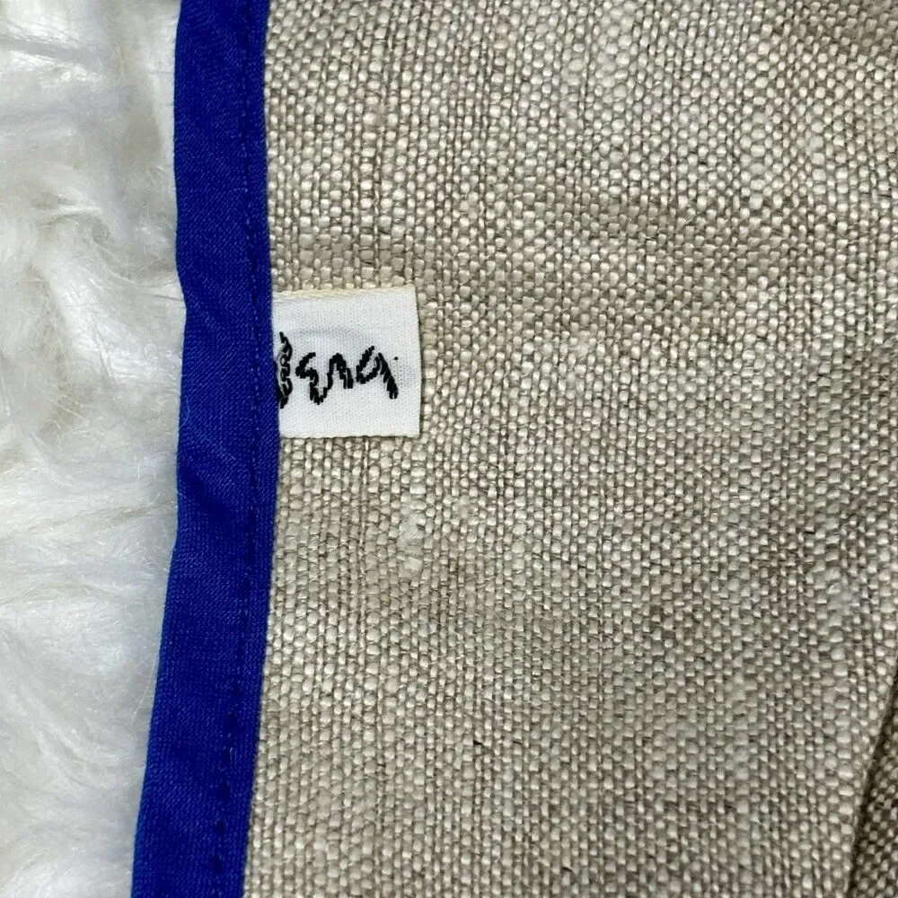 Vintage Vera Neumann Linen Blue Pear Pocketed Apron w/ Matching Pot Holders